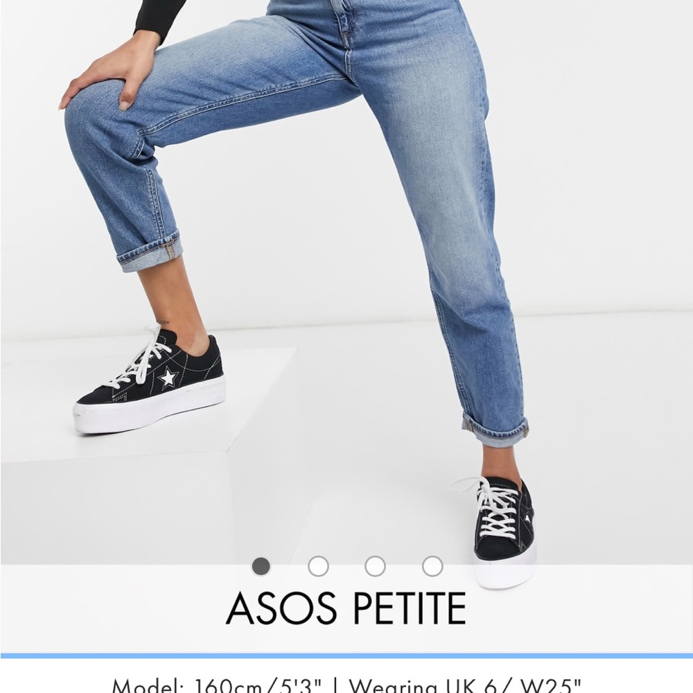 ASOS DESIGN Petite high rise farleigh 'slim' mom jeans in authentic midwash